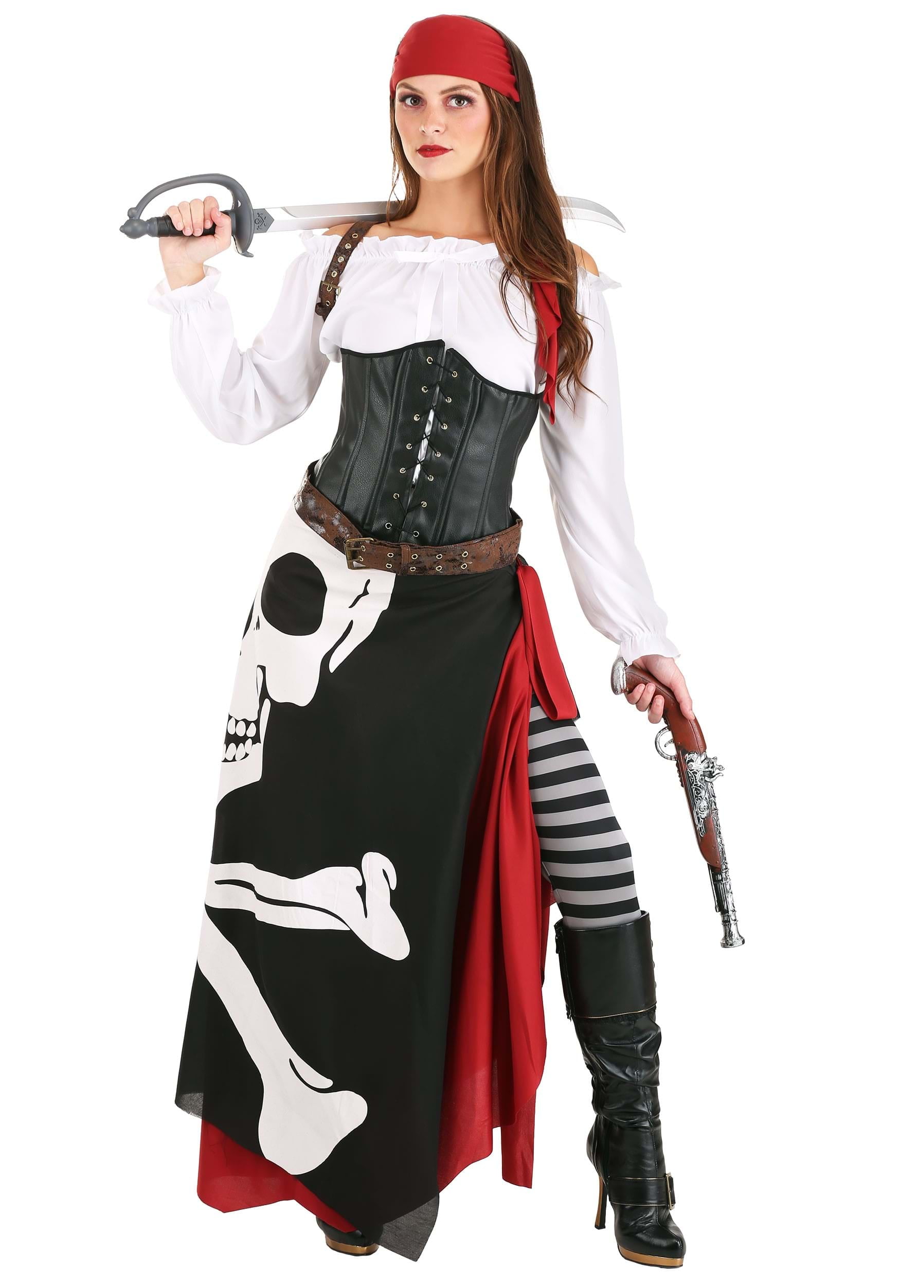 Plus Size Women's Pirate Flag Costume - Walmart.com